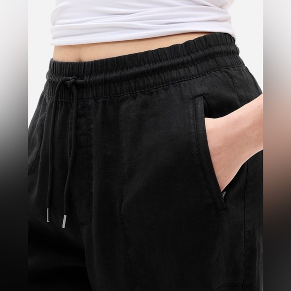 Athleta Retreat 100% Linen High Rise Wide Leg Pants Women’s Plus 2X Petite Black - Picture 3 of 13